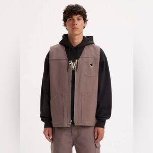 Levi Strauss- Men Skateboarding Canvas Vest Zip Front & Back Pockets Large
